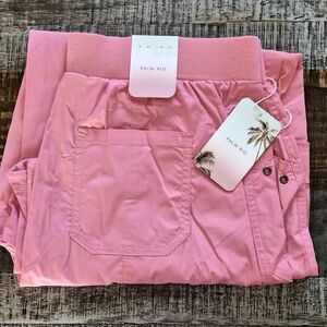Palm Rio Women's Cargo Pants ~ Sz L Rose Color ~ Adjustable Ankle & Pockets BNWT